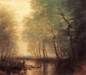 Waterscène met figuur